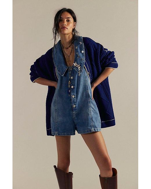 Free People Blue Dover Playsuit