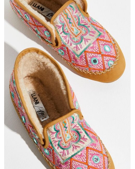 Free People Llani Shearling Kantha Slippers - Save 6% | Lyst