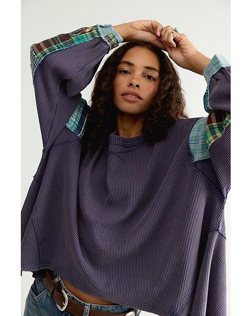 Free People Blue We The Free Alston Long Sleeve Top