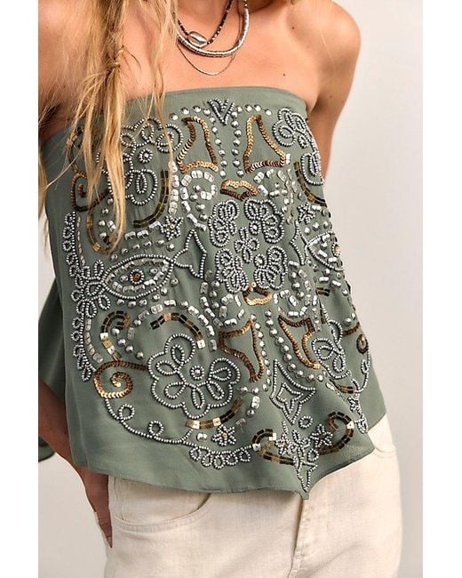 Free People Gray Julia Embellished Tube Top