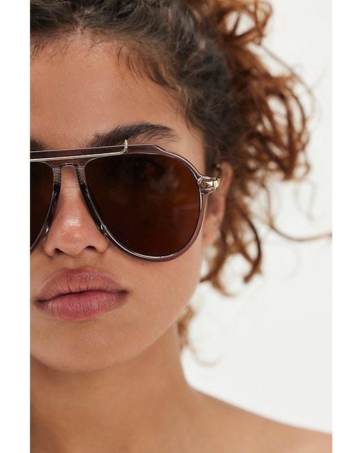 Free People Brown Ventura Oversized Aviator Sunglasses