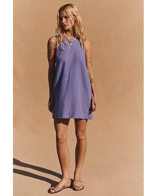 Free People Purple Full Of Sunshine Cotton-Linen Mini Dress