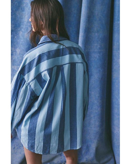 Free People Blue Morning Breeze Button Down