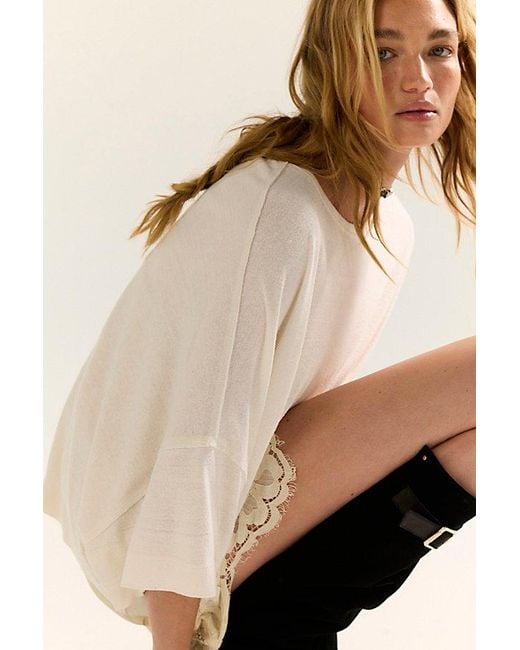 Free People Natural Boxy Crew-Neck Silk Tee
