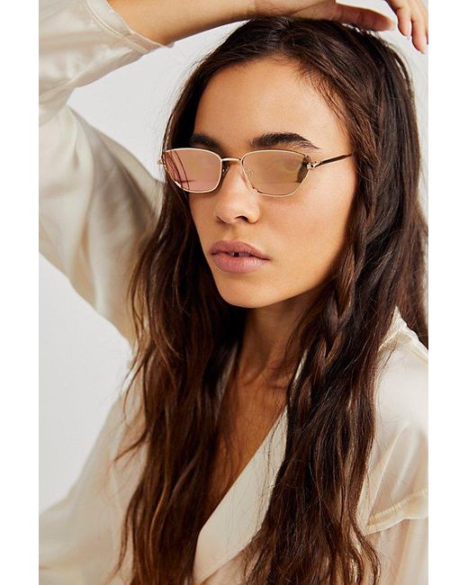 Free People Brown Zoe Cat Eye Sunglasses At In Gold