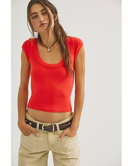 Free People Red Brooklyn Tee