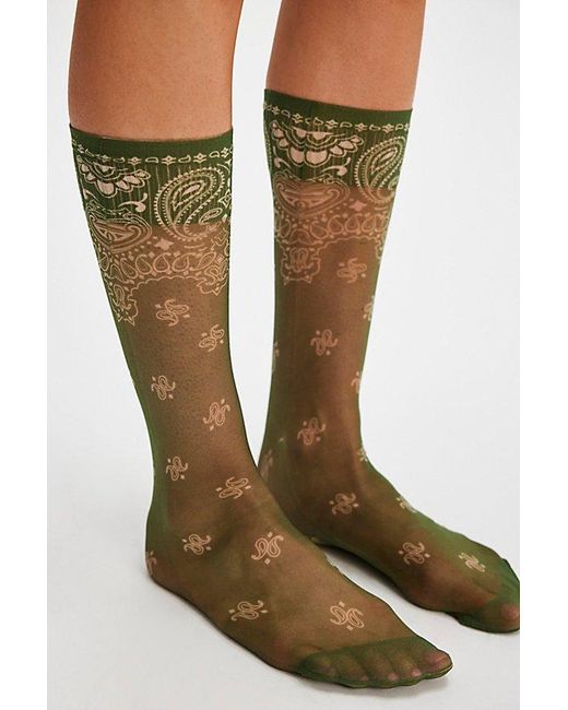 Maria La Rosa Green Bandana Tall Sock By