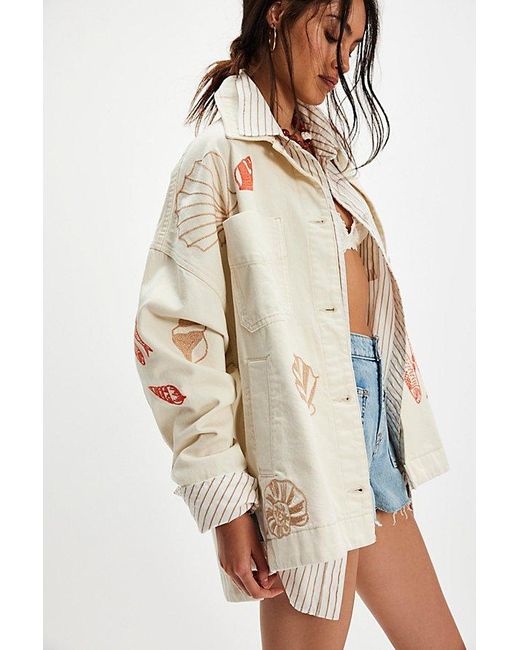 Free People Natural We The Free Madison City Embroidered Jacket