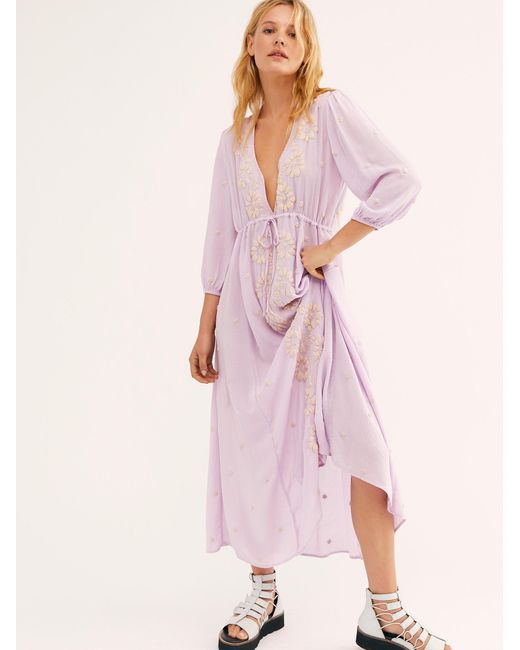 lilac embroidered dress