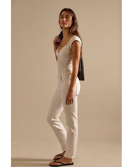 Free People Natural Oracle Low-Rise Slim Straight Jeans
