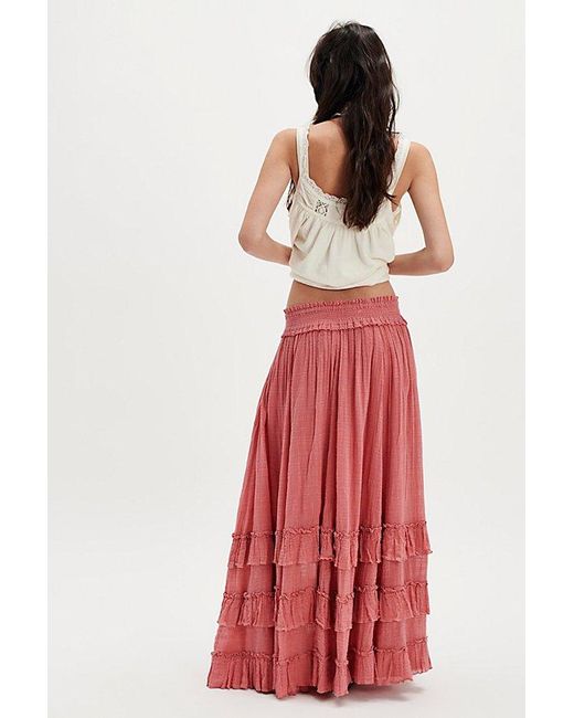 Free People Red Fp One Brynn Maxi Skirt