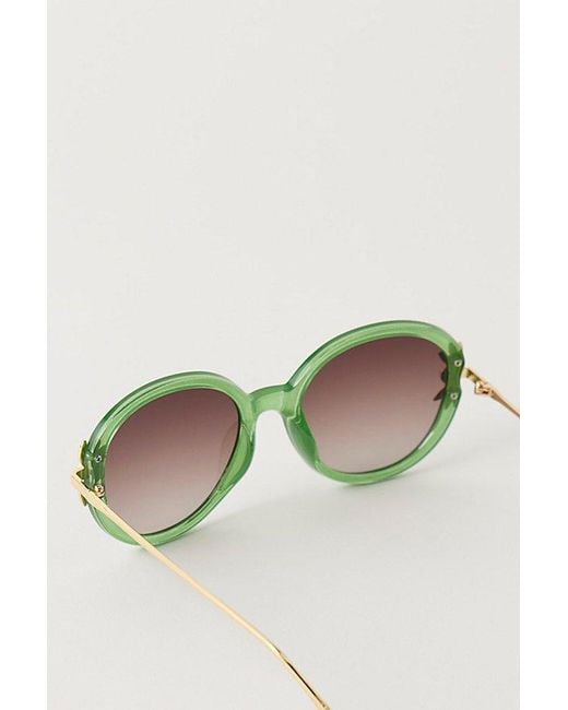Free People Green Ines Round Sunglasses