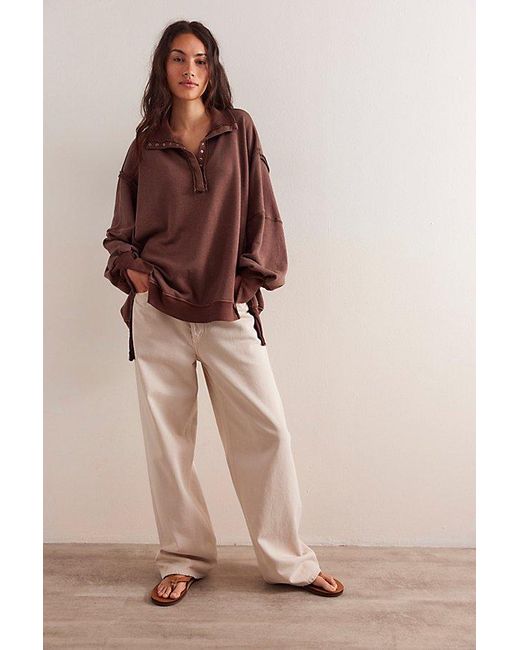 Free People Brown We The Free Camden Henley Sweatshirt