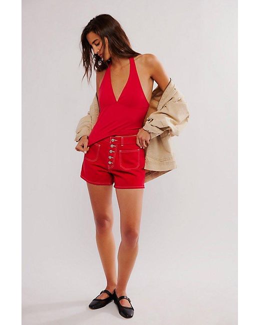 Free People Red Have It All Halter Top