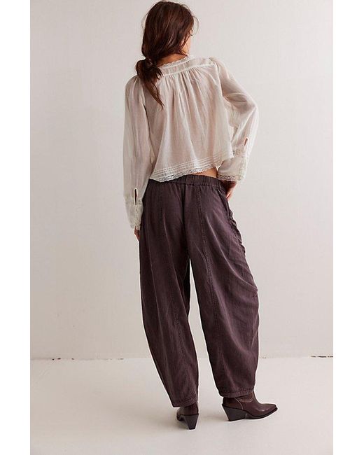 Free People Brown High Road Solid Pull-On Barrel Pants