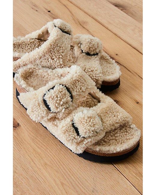 Birkenstock Natural Arizona Teddy Shearling Sandals