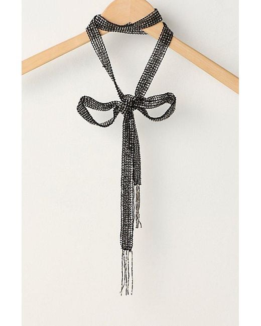 Free People Natural Lola Embellished Skinny Scarf