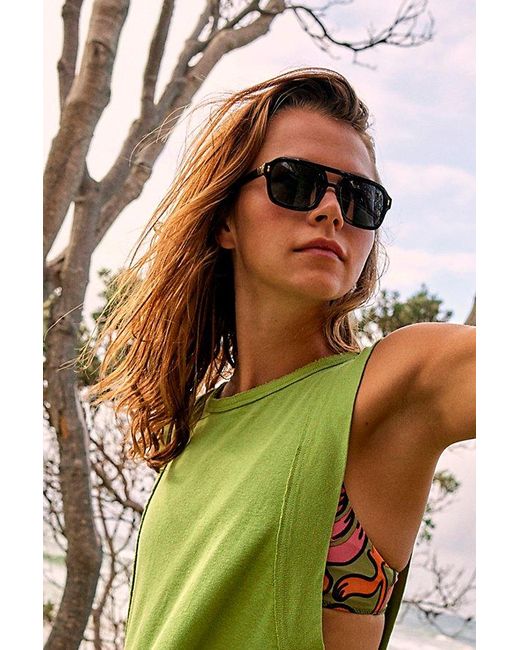 Free People Brown Royal Polarized Aviator Sunglasses