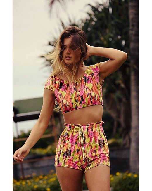 Free People Multicolor Free-Est Darcy Smocked Crop Bikini Top