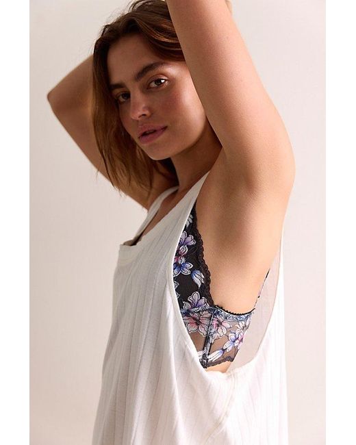 Intimately By Free People Black Printed Lace Longline Triangle Bralette By