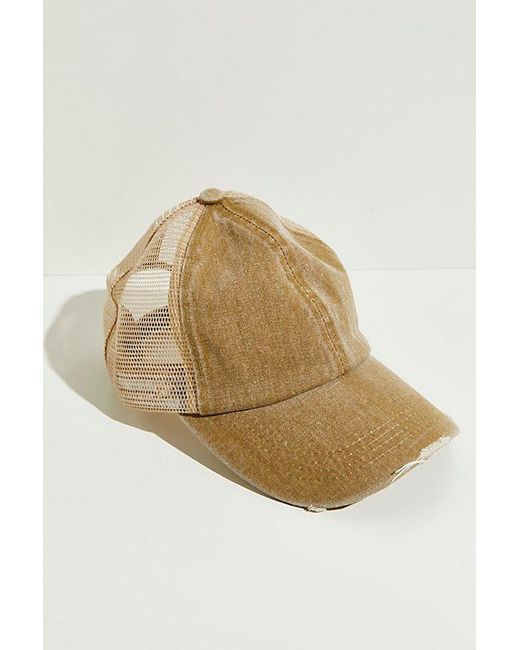 Free People Brown Saltwater Washed Trucker Hat