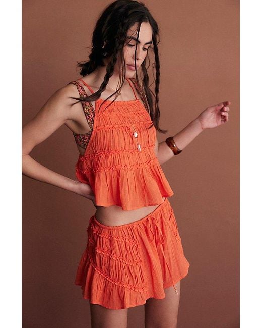 Free People Red Angelina Short Set