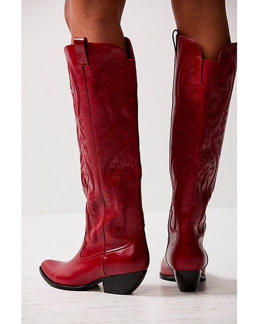 Jeffrey Campbell Red Finn Tall Western Boots