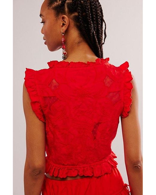 Free People Red All The Ways Top