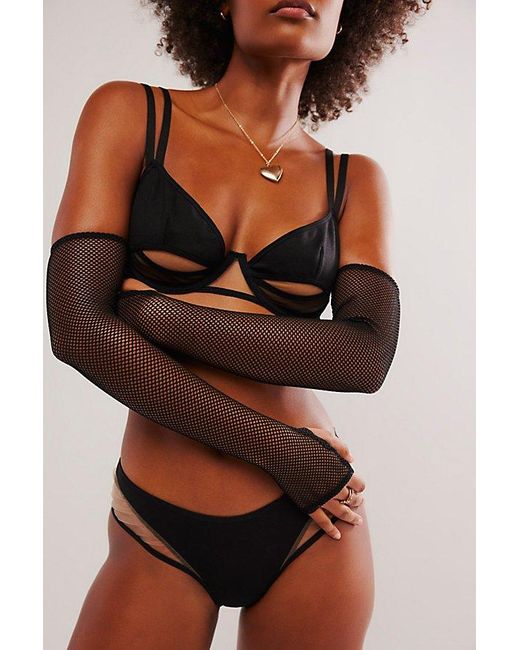 Free People Black Only Hearts Fishnet Smoking Gloves