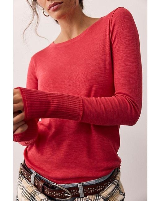 Free People Gray Tinsley Long Sleeve Top