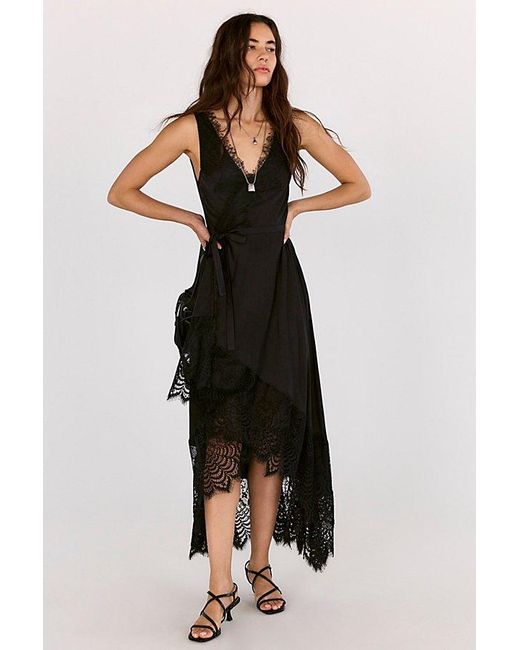 Nigel Preston Black Soho Wrap Midi Dress Top