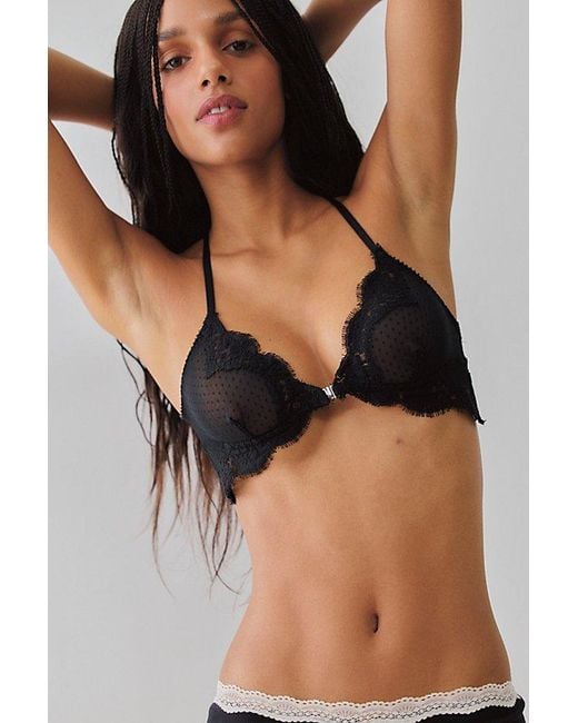 Intimately By Free People Black Fiona Mesh Front-Close Bralette By