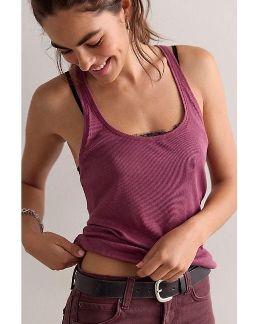 Intimately By Free People Purple Barely Bare Rib Tank Top By