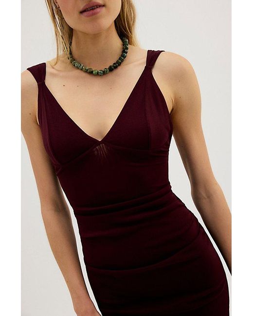 Intimately By Free People Red Long Live Mesh Midi Slip