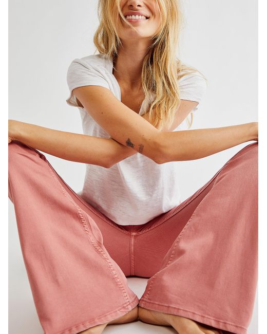 Free People Pink Penny Pull-on Flare Jeans