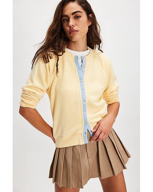 Free People Natural Junior Solid Sweatshirt Cardi