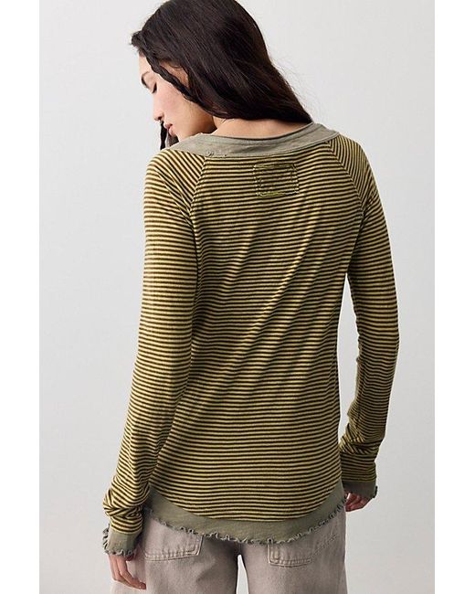 Free People Brown Two's A Charm Stripe Long Sleeve Top