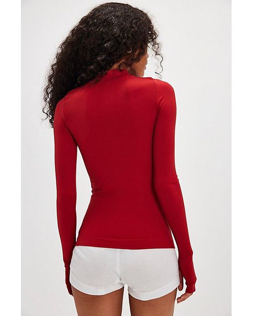 Intimately By Free People Red Rocky Seamless Turtleneck Top