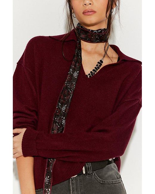 Free People Red Eloura Cashmere Henley Sweater