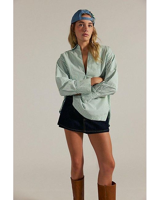 Free People Green August Striped Pullover
