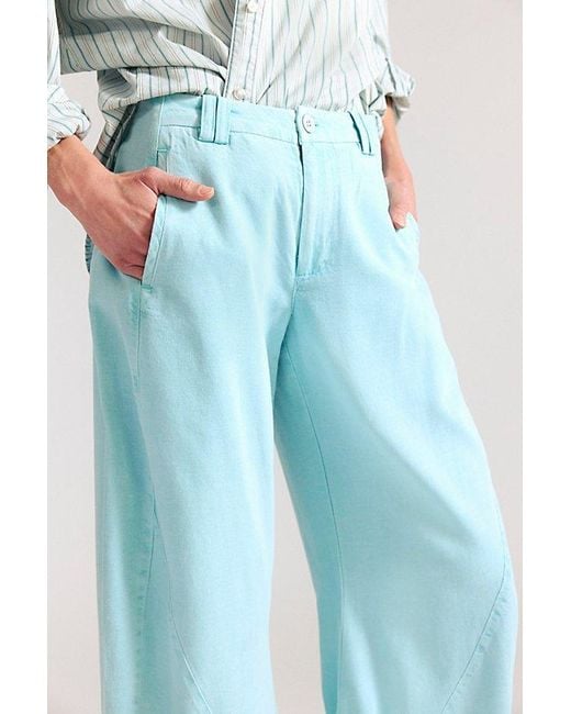 Free People Blue Spotlight Washed Barrel Chino Trousers