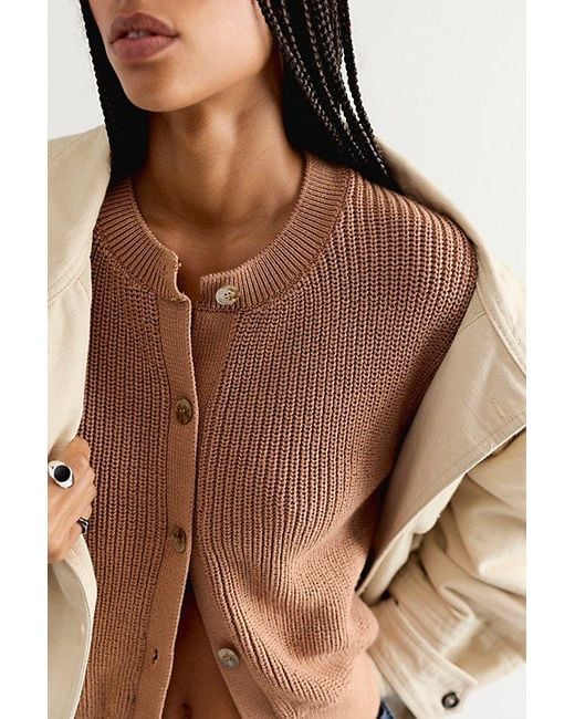 Free People Brown Vienna Knit Cardi