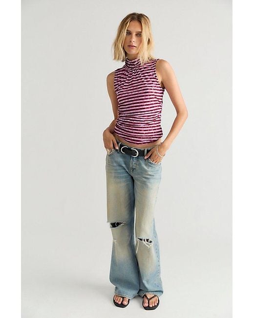 Free People Red Waverly Top