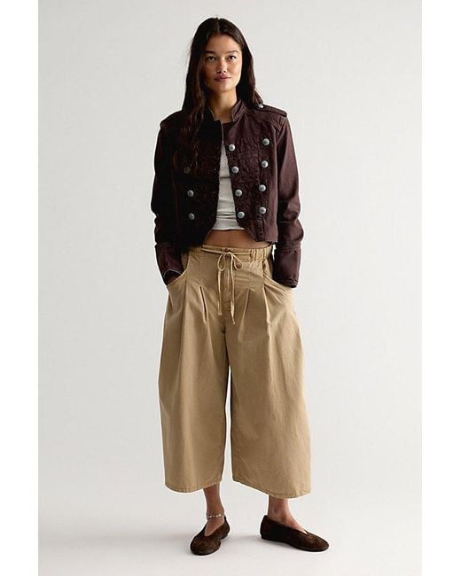 Free People Natural Telluride Wide-Leg Crop Pull-On Solid Pants