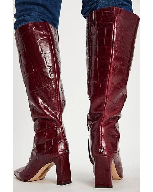 Sam Edelman Blue Sylvia Croc Wide Calf Tall Boots