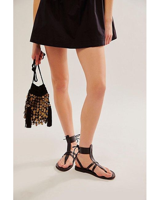 Free People Black Vacation Day Wrap Sandals