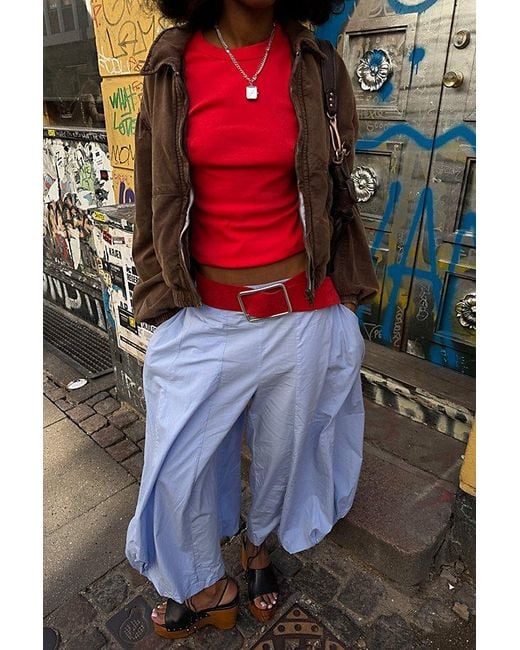 Free People Red Suede Hex Hip Belt