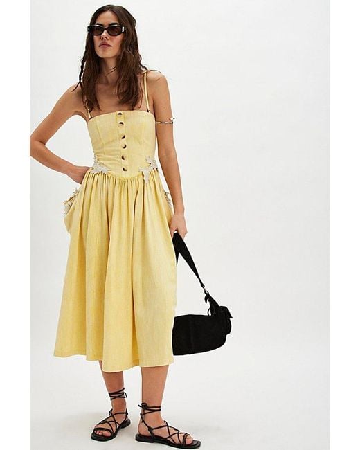 Free People Yellow Canary Midi Dress