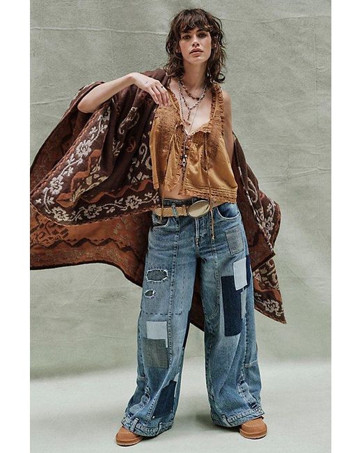Free People Blue Rown Printed Duster Top