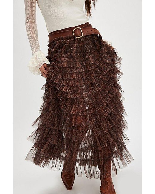 Intimately By Free People Brown Return Of The Ruffle Maxi Slip Skirt